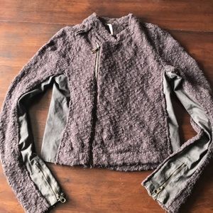 Free People Moto Zip Sweater